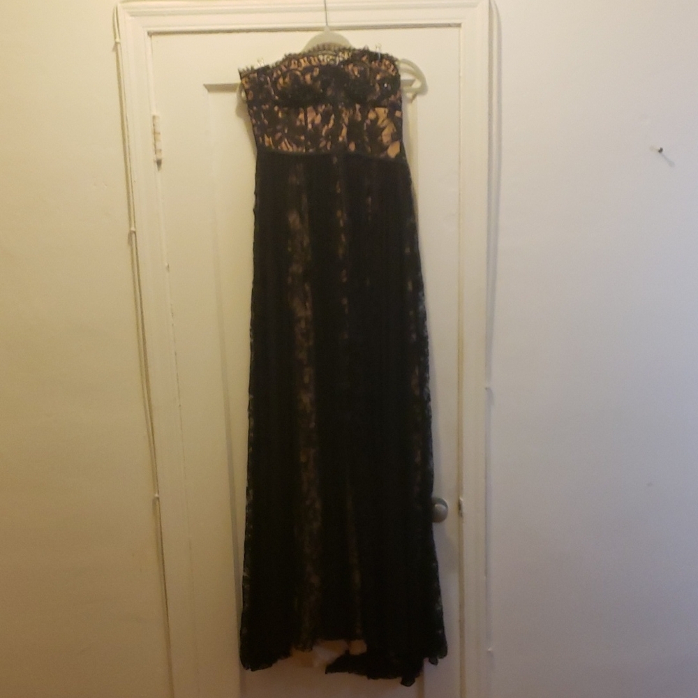 Jovani Elegant Black Lace Strapless Gown